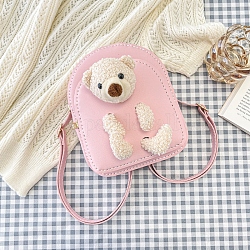 Ensemble de fabrication de sacs à bandoulière en imitation cuir pu pour poupée ours, bricolage, kit de sacs à bandoulière au crochet à tricoter pour débutants, perle rose, 21x16.5x8 cm