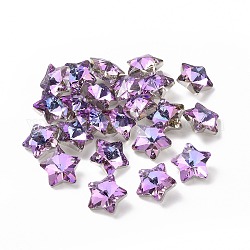 Electroplate Glass Charms, Faceted, Star, Plum, 13x13.5x7mm, Hole: 1.2mm