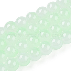 Backen gemalt Nachahmung Jade Glas runden Perle Stränge, Ton zwei, Aquamarin, 7.5~8 mm, Bohrung: 1 mm, ca. 109~111 Stk. / Strang, 30.94~31.26 Zoll (78.6~79.4 cm)