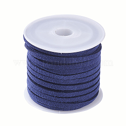 3x1.5mm Flat Faux Suede Cord, Faux Suede Lace, Marine Blue, about 5.46 yards(5m)/roll