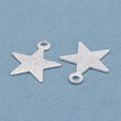 Encantos de latón, estrella, plata, 11.5x10x0.5mm, agujero: 1.2 mm