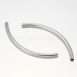 Curved Brass Tube Beads, Platinum, 50x3mm, Hole: 2mm