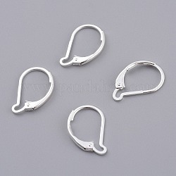 Accessoires dormeuses d'oreilles en laiton, 925 argent sterling plaqué, 15.5x10x1.5mm, pin: 0.7 mm