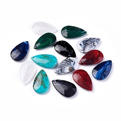 Pendentifs acryliques, style de pierres fines imitation, larme, couleur mixte, 48x28x9mm, Trou: 2mm