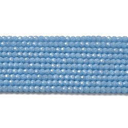 Fili sintetici perline di pietra luminosa, sfaccettato, tondo, si illuminano al buio, Blue Steel, 4x3.5mm, Foro: 0.7 mm, circa 102pcs/filo, 14.37 pollice (36.5 cm)