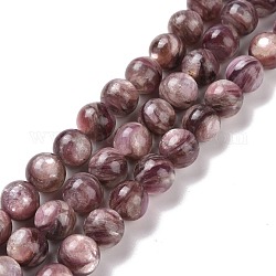 Lepidolita natural / hebras de perlas de piedra de mica púrpura, Grado A, redondo, 8mm, agujero: 0.9 mm, aproximamente 49 pcs / cadena, 15.75 pulgada (40 cm)