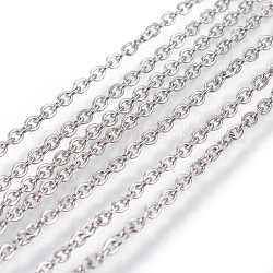 304 кабельные цепи из нержавеющей стали, пайки, Плоско-овальные, цвет нержавеющей стали, 2x1.5x0.4 мм