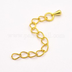 Brass End Chains, Golden, 55~65mm, links: 4mm wide, 5mm long, 0.6mm thick