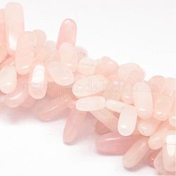 Granos naturales de abalorios de cuarzo rosa, chip, 15~40x10~12x6~7mm, agujero: 1 mm, 15.75 pulgada