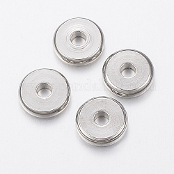 304 Stainless Steel Beads, Flat Round, Stainless Steel Color, 10x2.5mm, Hole: 3mm