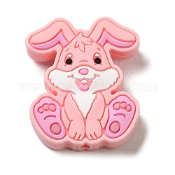 Silicone Beads, Rabbit, Misty Rose, 28.5x24x9mm, Hole: 2.5mm