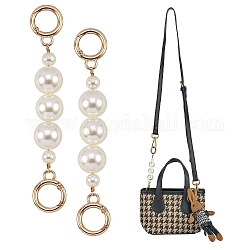 Catena di estensione della borsa, con perline in plastica abs e anelli a molla in lega leggera d'oro, per accessori per la sostituzione della borsa, bianco floreale, 14.3cm