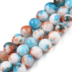 Chapelets de perle en pierre de jade blanc teinté naturel, ronde, Sandy Brown, 6mm, Trou: 1mm, Environ 66 pcs/chapelet, 15.7 pouce