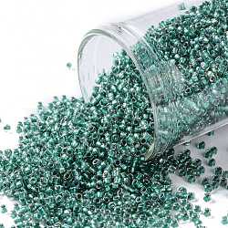 Toho perles de rocaille rondes, Perles de rocaille japonais, (264) couleur intérieure ab cristal / vert mer clair doublé, 15/0, 1.5mm, Trou: 0.7mm, à propos 3000pcs / bouteille, 10 g / bouteille