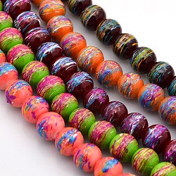 Drawbench Transparent Glass Round Bead Strands, Spray Painted Style, Mixed Color, 13~14mm, Hole: 2mm, about 60pcs/strand, 31.5inch