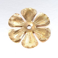 6-лепесток цветка железа шарик шапки, золотые, 45x45x1 мм, отверстие : 5 мм