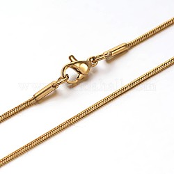 304 из нержавеющей стали змей цепи ожерелья, с омаром застежками, золотые, 23.7 дюйм (60.2 см), 1.2 мм