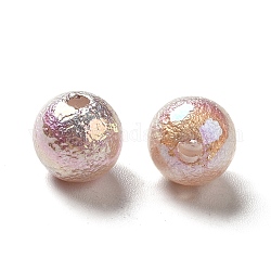 Perlas de acrílico opaco chapado uv, iridiscente, color de ab chapado, redondo, tierra de siena, 7.5~8mm, agujero: 1.6 mm