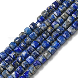 Abalorios de lapislázuli naturales hebras, cubo facetas, 2x2x2mm, agujero: 0.5~0.6 mm, aproximamente 170 pcs / cadena, 15~15.67 pulgada (38.1~39.8 cm)