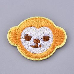 Компьютеризированная вышивка тканью утюжок на / шить на заплатках, аксессуары для костюма, аппликация, обезьяна, оранжевые, 27.5x35.5x1.5 мм