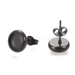 Accessoires des clous d'oreilles en 304 acier inoxydable, avec des poussoirs d'oreilles, plat rond, électrophorèse noir, 10.5mm, pin: 0.8 mm, Plateau: 8 mm