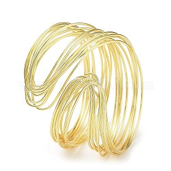 Rack Plating Brass Cuff Bangles for Women, Lead Free & Cadmium Free, Real 18K Gold Plated, 1-3/8~2 inch(3.4~5cm), Inner Diameter: 2 inch(5cm)