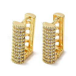 Rectangle Shape Rack Plating Brass Micro Pave Cubic Zirconia Hoop Earrings, Cadmium Free & Lead Free, Long-Lasting Plated, Golden, 16x10.8x5.5mm