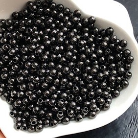 Латунные бусины, долговечный, круглые, чёрные, 1/8 дюйм (3 мм), отверстие : 1 мм