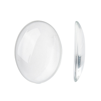 Trasparenti cabochon in vetro ovale, chiaro, 40x30mm, 8mm(gamma: 7~9mm) di spessore