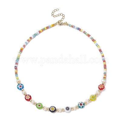 Colorful Beaded Necklace With Millefiori Glass 
