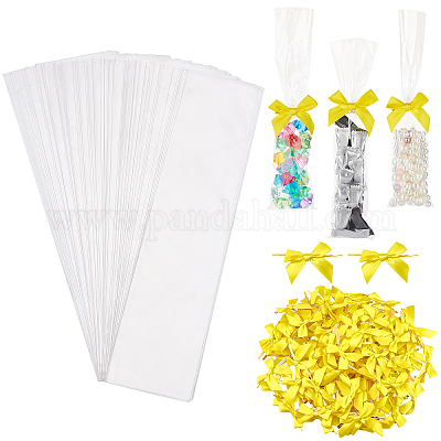 Shop PandaHall 120pcs OPP Treat Bags Cellophane Bags Clear Goodie Bags Long  Storage Bag with 120pcs Ribbon Bowknots for Gift Wrapping Bakery Cookie  Candies Dessert Wedding Party for Jewelry Making - PandaHall