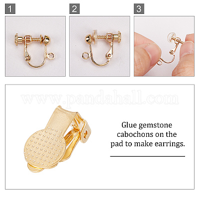 SUNNYCLUE 1 Box 12Pcs 2 Style Clip-on Earring Findings Stud Clip On Earring  Converter Clip On Dangle Earring Post Ear Clips Brass Earring Converter