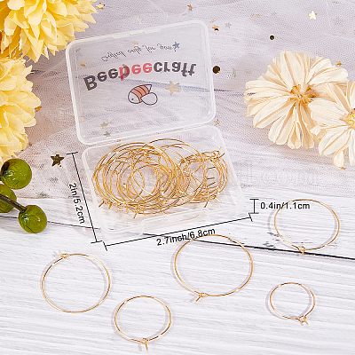 Wholesale Beebeecraft 40Pcs 4 Size Wine Glass Charm Rings 18K Gold