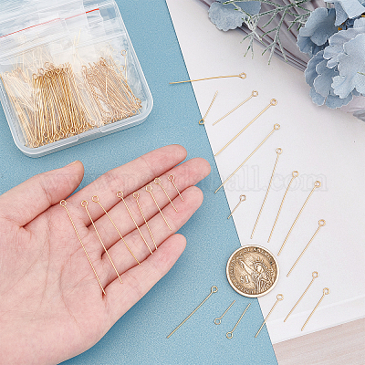 Wholesale DICOSMETIC 320Pcs 8 Sizes Golden Color Stainless Steel Bead Eye  Pins Ball Head Point Eye Pins Findings Open Eye Pin for Earring Bracelet  Pendant Jewelry Making，Hole：2mm 