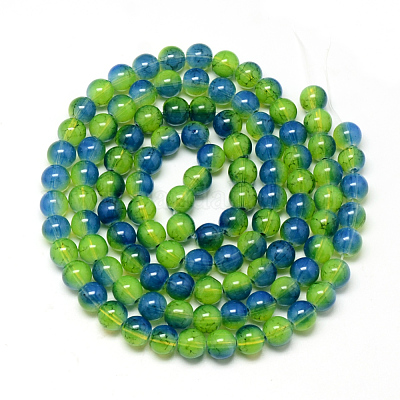 Chapelet de perles en verre baking paint&nbsp;DGLA-Q023-8mm-DB63-1
