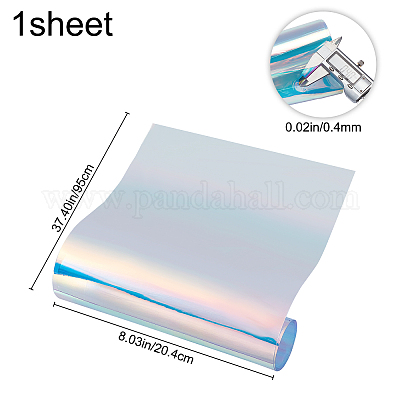 GORGECRAFT 40x8PVC Holographic Sheet Transparent Iridescent Opal Roll  Vinyl Rainbow Glossy Clear Film Mirrored Foil Laser Fabric for Craft  Cutters