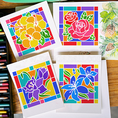 FINGERINSPIRE Moon Stencil 11.8x11.8inch Plastic Moon Stars Flowers - View #2