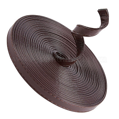 Flat PU Imitation Leather Cord, for Bag Decor, Coconut Brown, 10x2~2.5mm