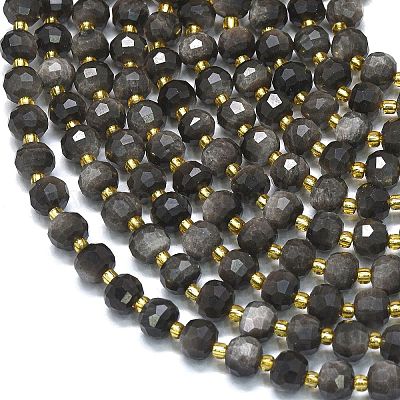 Natürliche silberne Obsidianperlenstränge&nbsp;G-K389-E84-01-1