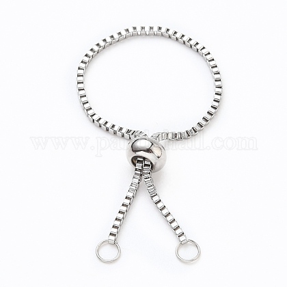 Adjustable 316 Surgical Stainless Steel Box Chain Slider Ring Making AJEW-JB00775-01-1