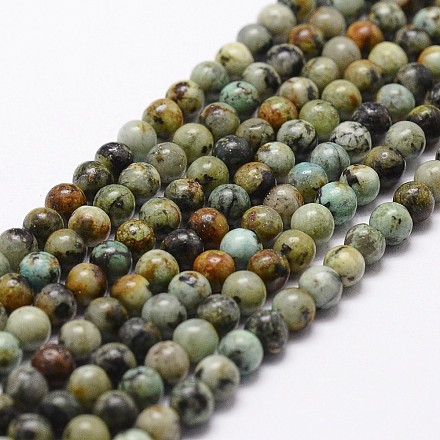 Fili di perle naturali di turchese africano (diaspro) G-D840-90-4mm-1