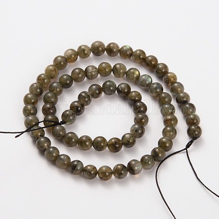 Natural Gemstone Labradorite Round Beads Strands G-O030-6mm-07-1
