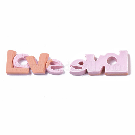 オペーク樹脂カボション  バレンタインデーのために  単語の愛  ピンク  18.5x41.5x5mm CRES-T022-18A-1