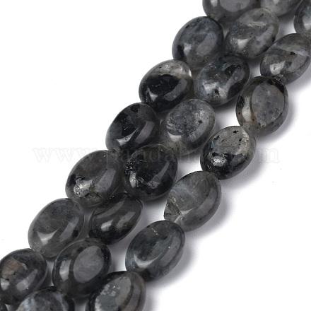 Natürliche schwarze Larvikit-Perlenstränge G-Z006-A03-1