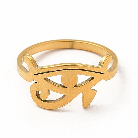 304 anello da dito da donna con occhio di horus in acciaio inossidabile RJEW-K239-10G-1
