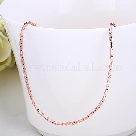 Fabricación de collares finos con cadena de serpiente de aleación de estaño chapada en oro rosa NJEW-BB10173-18RG-1
