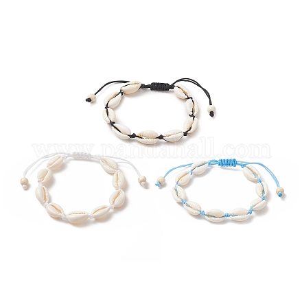 Armband aus geflochtenen Perlen aus Naturmuschel und synthetischem Türkis für Damen BJEW-JB09245-1