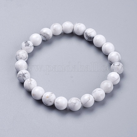 Howlite naturelle bracelets de perles extensibles BJEW-I253-8mm-08-1