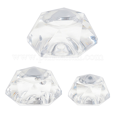 3 Stück Acryl-Display-Basisständer mit 3 Stilen in sechseckiger Form für Kristallkugel DJEW-FG0001-34-1