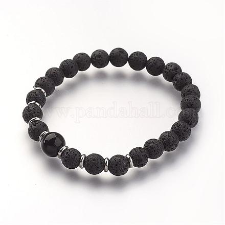 Bracelets extensibles avec perles de pierre précieuse naturelle BJEW-JB02711-02-1